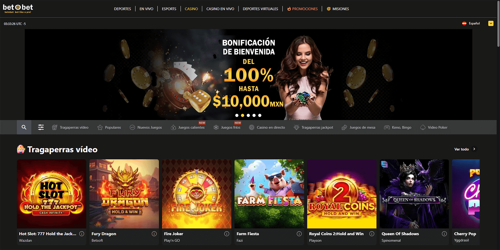 BetOBet Casino Pagina de Inicio Mexico